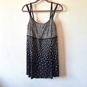 Le Cove black white floral swim dress modest womens 14